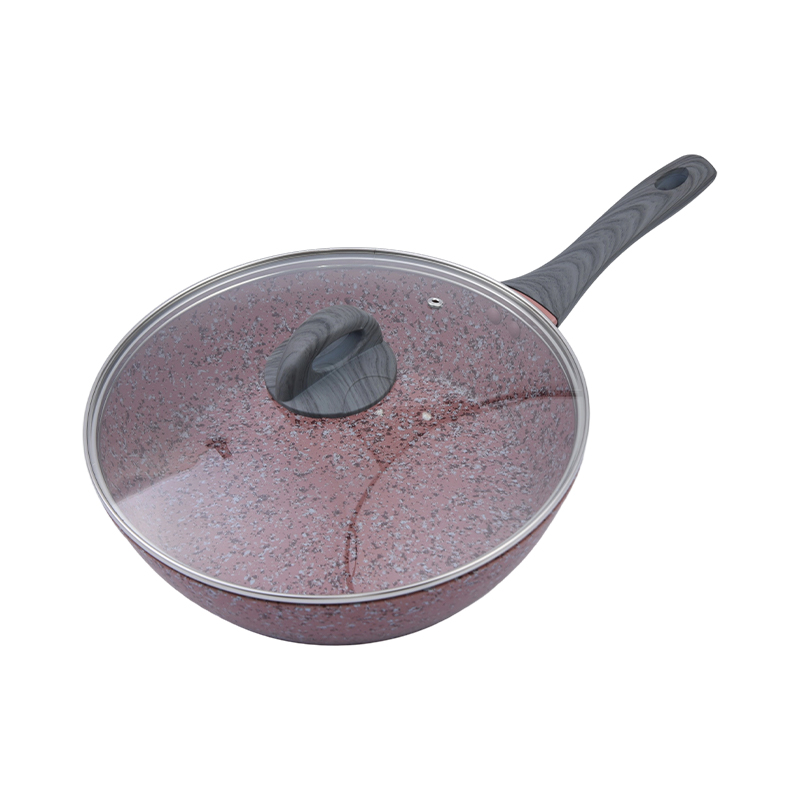 Conjunto de utensilios de cocina de aluminio forjado con recubrimiento antiadherente de granito rosa