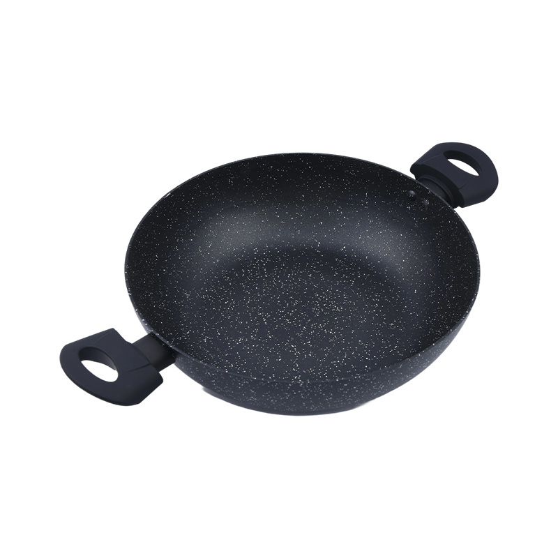 Wok de aluminio presionado con 2 manijas laterales