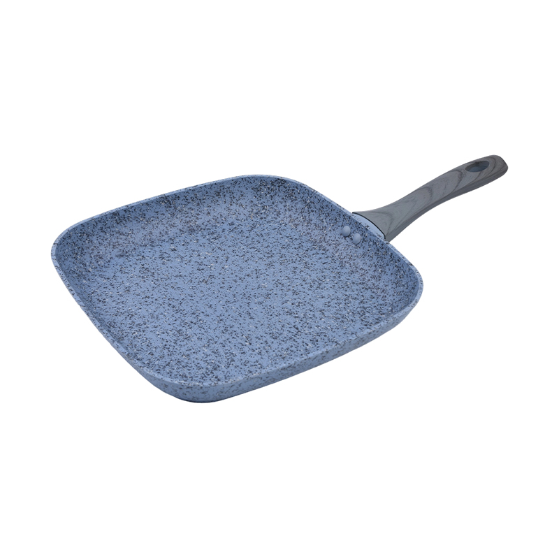 Bandeja de aluminio forjado con granito azul